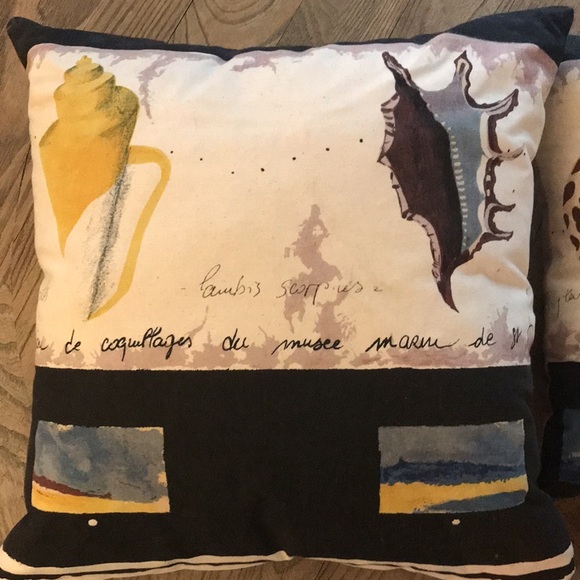 New pair 2 Etsy set lot bundle Beach shell seashell throw pillows - Picture 2 of 13